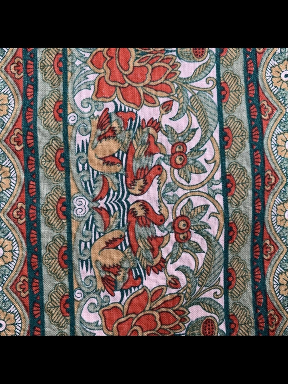Vtg Jinny Beyer For Mr. RJR Fashion Fabrics Floral Stripe Pink Green 38"x44" - Picture 7 of 11